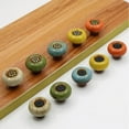 thumbnail image 3 of HDJNal Set of 6,Round Shape Ceramic Knobs with Screws - 32mm Diameter - Round Vintage Pull Handles for Home & Office Furniture - Kitchen Cabinet, Drawers & Cupboard Doors (Bronze-White), 3 of 7