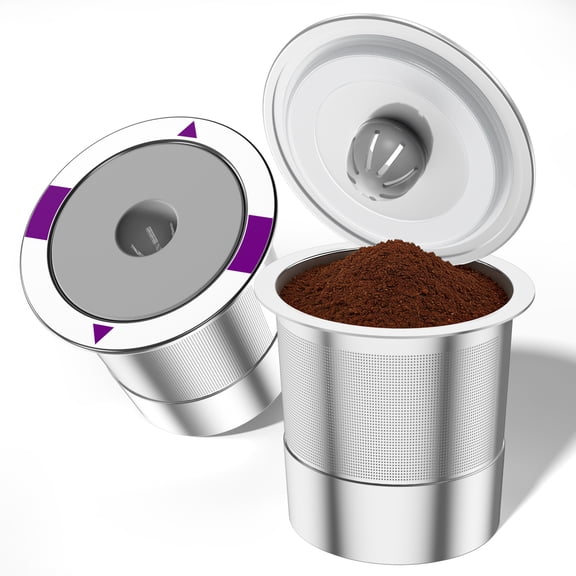XUEYU 2-Pack Reusable K-Cups, Stainless Steel Coffee Capsule Filters, Durable Eco-Friendly BPA -Free Refillable K-Cups, Compatible with Keurig 1.0 & 2.0 Coffee Machines