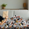 thumbnail image 3 of Geometric Soft Flannel Fleece Blanket, Polygonal Pattern Checkered Design Triangles and Lines Pattern Modern Art, Cozy Plush for Indoor and Outdoor Use, 70" x 90", Orange Black White, by Ambesonne, 3 of 5