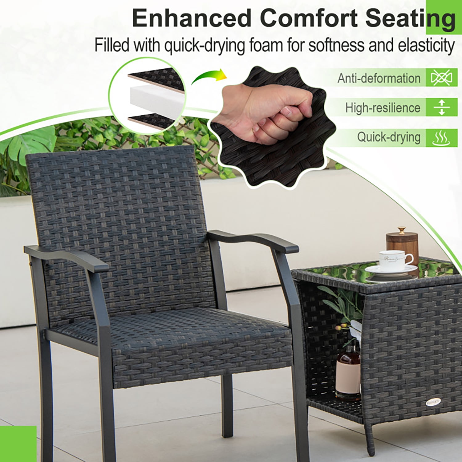 Aimee Lii 3 Pieces Patio Wicker Chair Set with Quick Dry Foam Cushions, Outdoor Patio Furniture Set Aimee Lii 3 Pieces Patio Wicker Chair Set with Quick Dry Foam Cushions, Outdoor Patio Furniture Set