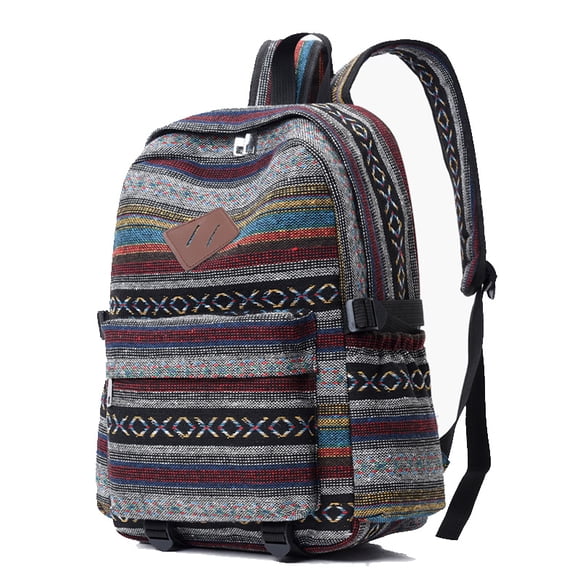 Tonnylam Mochila escolar a rayas de colores de moda Mochila de estilo étnico simple para hombres y mujeres jóvenes que viajan, van de compras e van a clase