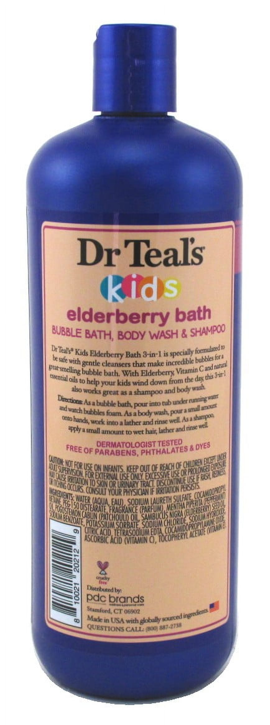Dr Teals Kids 3-In-1 Shampoo / Bath / Body Wash Elderberry 20oz (Pack of 3)