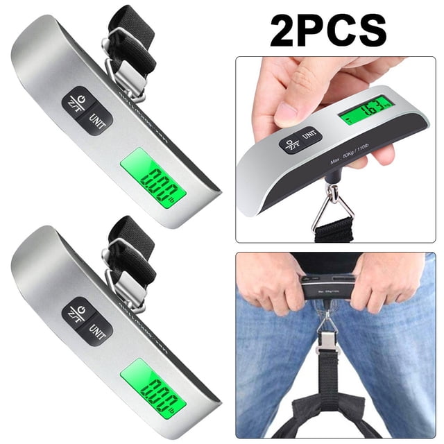 Báscula Electrónica Digital FLhrweasw para 2 Uds 50kg LCD Peso para Maleta Portátil