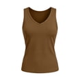 thumbnail image 4 of Husipze Women's Tank Top Sleeveless Casual V Neck Fitted Basic Top Soft Stretch Athletic Slim Fit Gym Yoga Tops Brown S, 4 of 9