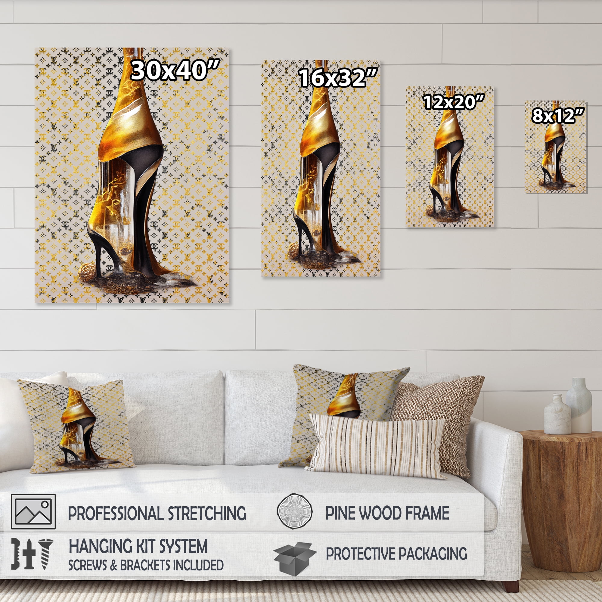 Designart Luxury Brand Pumps And Bottle V Canvas Wall Art