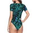 thumbnail image 3 of Uemuo Blue Floral with Butterflies Pattern Women's One Piece Short Sleeve Swimsuit Rash Guard Surfing Modest Quick-drying Swimsuit Beach Essentials-XX-Large, 3 of 9