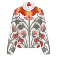 thumbnail image 5 of Jackets for Women Winter Coat Jackets Flannel Stand Collar Jacket(Elegant Floral Gray Design,Size:S-4XL), 5 of 7