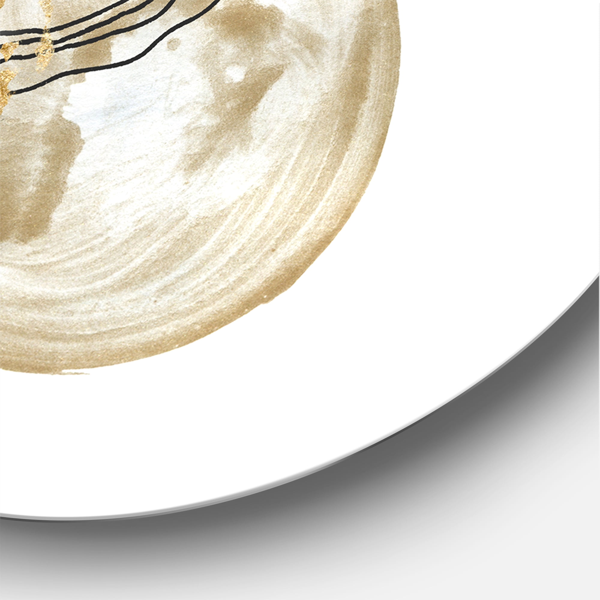 Designart 'Abstract Black and Dark Blue Gold Underwater Life' Modern Circle Metal Wall Art 36x36 - Disc of 36
