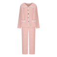 thumbnail image 2 of Lovskoo Women's Cute 2 Piece Pajamas Outfit Fuzzy Fleece Solid Color Pajama Set Soft Warm Sleepwear Loungwear C-Pink, 2 of 7