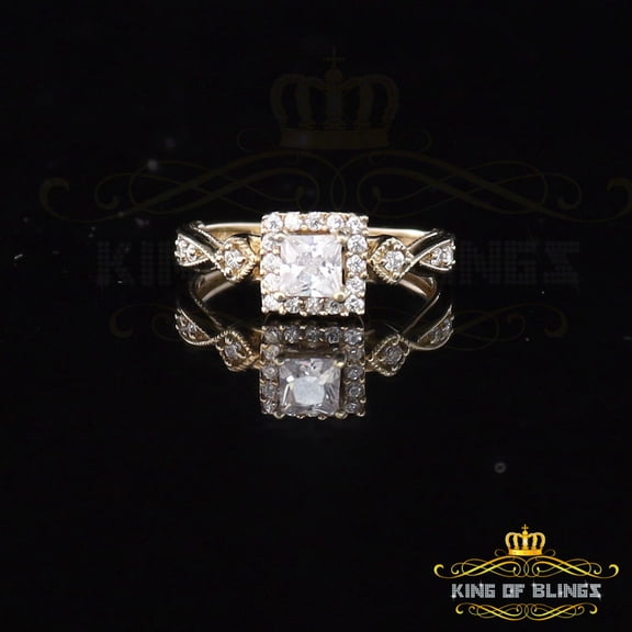 King Of Bling's 925 Sterling Silver Yellow 0.70ct Cubic Zirconia Wide Square Womens Ring Size 7