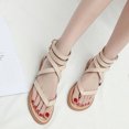 thumbnail image 5 of SWQZVT Womens Gladiator Sandals Bohe Summer Flat Thong Cross Strappy Comfort Sandals Trendy Roman Shoes with Zipper, 5 of 5