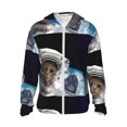 thumbnail image 2 of Uemuo Cat Astronaut Pattern Women's Full Zip UPF 50+ Sun Protection Hoodie Jacket Long Sleeve Sun Shirt Hiking Outdoor Performance with Pockets-XX-Large, 2 of 9