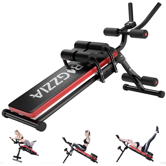 5-in-1 Adjustable Ab Workout Bench Core Abdomen Trainer for Stomach Workout, Crunch Machine Exercise Equipment for Home Gym - Sit Up, Push Up, Leg Press, Glider, Roman Chair, 330lb