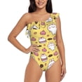 thumbnail image 2 of Yiaed Rabbit Hunger Print Women One Piece Swimsuits Tummy Control One Shoulder Bathing Suits Pattern Ruffle Swimwear-X-Large, 2 of 8
