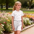 thumbnail image 6 of Girls 2 Piece Outfits Floral Print Short Sleeve Shorts Sets Kids & Girls Summer Clothes Soft Casual Matching Sets 3-14 Years White,Size 11 T, 6 of 8