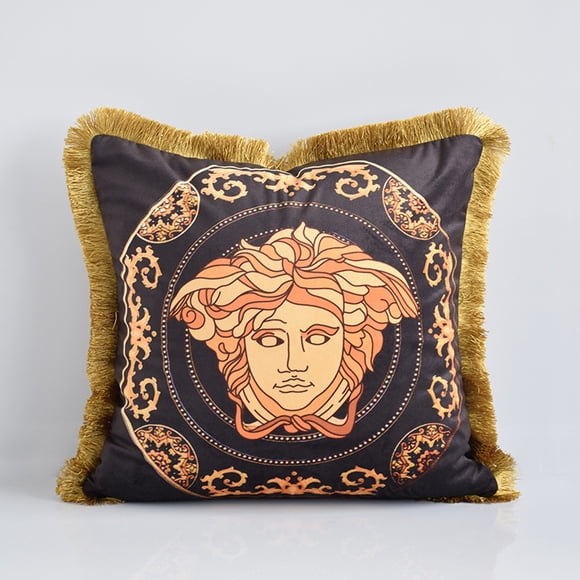 European-Style Luxurious Tassel Holland Velvet Sofa Square Pillow High-End Thickened Living Room Bedroom Decoration Cushion Removable and Washable Embroidery Square Pillow
