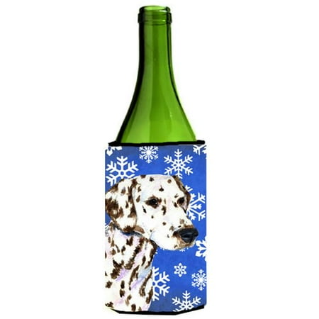 

Dalmatian Winter Snowflakes Holiday Wine bottle sleeve Hugger