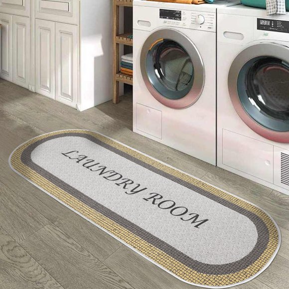 Tapis de Couloir Antidérapant Lavable pour Buanderie - 59 x 20 Pouces Ultra-Mince 70 % Coton Tapis de Buanderie