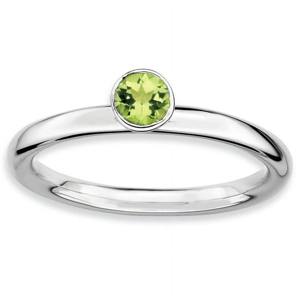 Stackable Expressions Sterling Silver High 4mm Round Peridot Ring