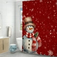 thumbnail image 5 of Uuiauoio Christmas Snowman Shower Curtain Winter Snow Scene Merry Christmas Happy New Year Snowflake Rustic Farmhouse Holiday Bathroom Curtain Set Hooks, 5 of 6