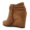 thumbnail image 3 of Dellytop Womens Wedge Ankle Boots Braided Fringe Strap Heeled Fall Booties Dress Shoes, 3 of 3