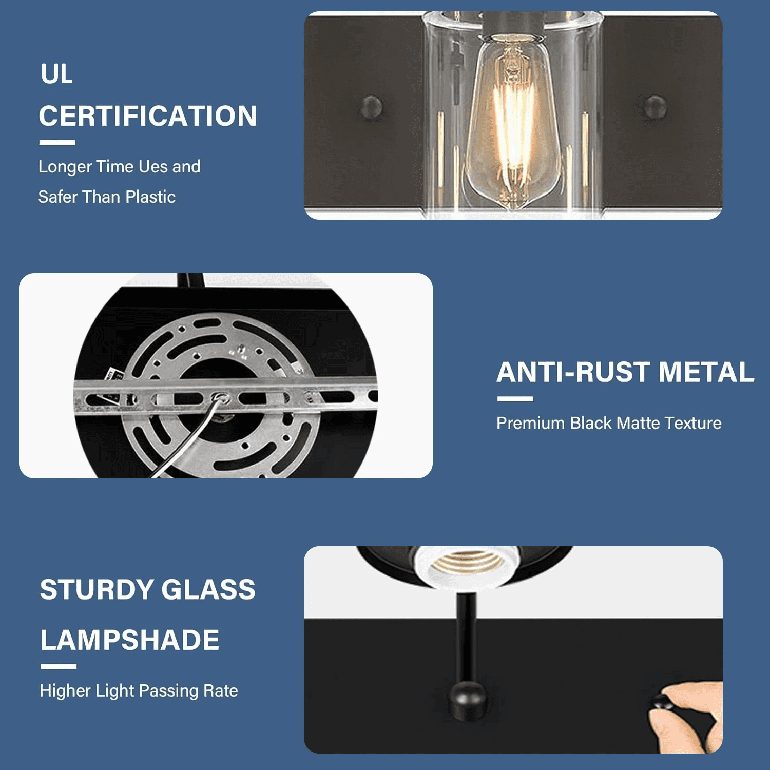 3-Light Bathroom Light Fixtures Black Vanity Lights Bathroom Vanity Lights over Mirror Wall Sconce for Indoor