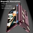 thumbnail image 6 of Compatible Clear Case for Samsung Galaxy Z Fold 4 Case Hinge Protection Wine Red,Magnetic Adsorption Luxury Ultra Thin Plating PC Pen Slot Case for Galaxy Z Fold 4 Phone Case with Kickstand Men, 6 of 14