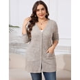 thumbnail image 6 of Cogild Plus Size Women's Long kaqi Brushed Knit Cardigan – Button-Up Outerwear with Front Pockets XL~5XL, 6 of 8