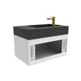 thumbnail image 4 of Castello USA Amazon 30" White Wood Floating Vanity with Black Top and Gold Trim, 4 of 10