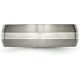 thumbnail image 4 of Chisel Titanium Brushed and Polished with Sterling Silver Inlay 7.2mm Grooved Band - Ring Size 13.0, 4 of 8