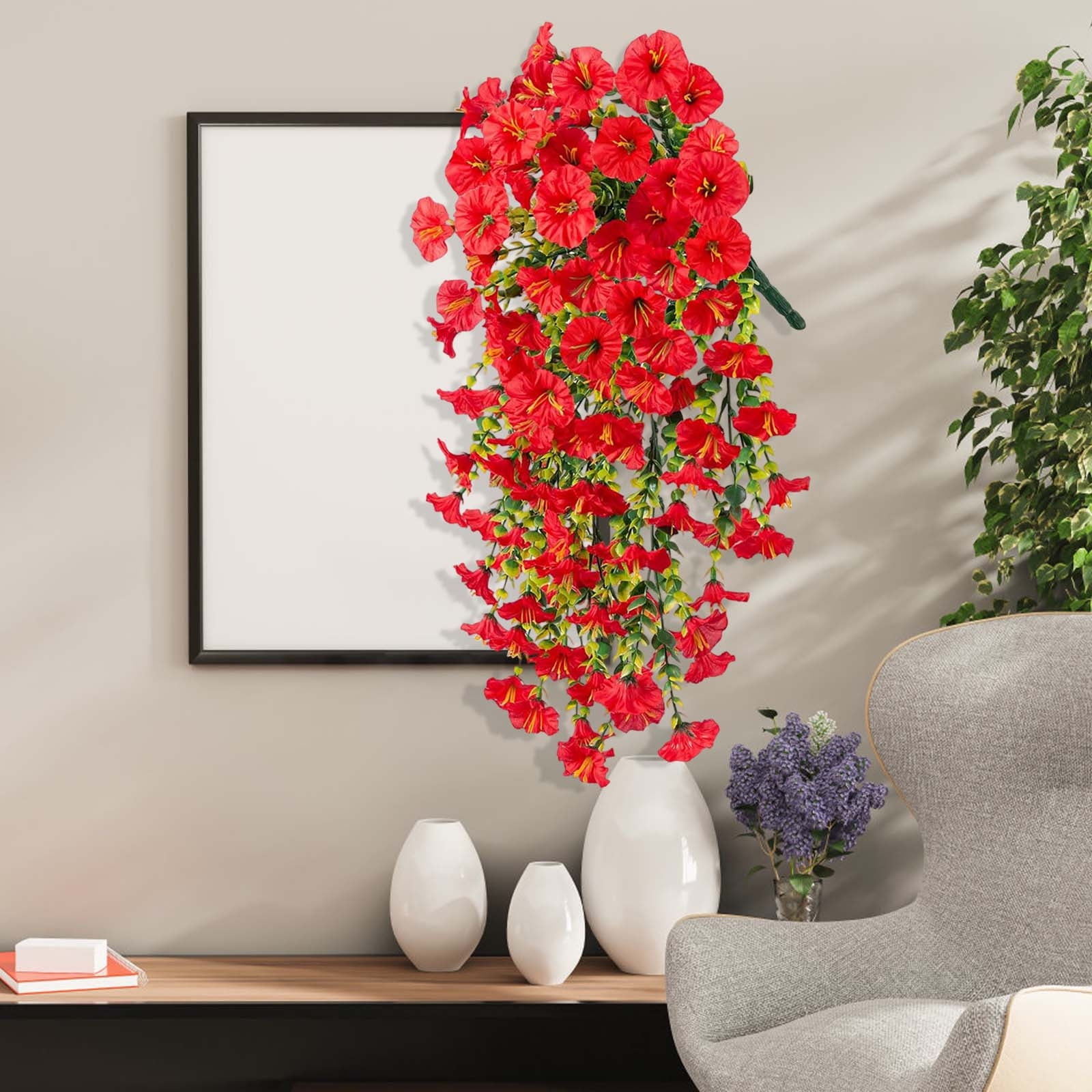 openpig Artificial Flowers for Outdoor Indoor Garden Home Decoration, 6PC Outdoor Garden Realistic Artificial And Morning Wall Hanging Vines