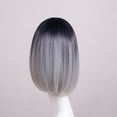thumbnail image 3 of Fashion Women Short Bob Gradient 2 Colored Full Natural Human Straight Hair Wig, 3 of 5