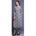 thumbnail image 4 of Bimba Robe Kurti Longue Imprimée Tunique Droite Manches 3/4 Robes pour Femmes Haut, 4 of 6