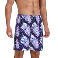 thumbnail image 2 of Sikiie blue starry sky Skull flower Mens Pajama Shorts, Lightweight Lounge Pant with Pockets Soft Sleep Pj Shorts for MenX-Large, 2 of 6