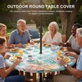 thumbnail image 3 of Round Outdoor Tablecloth with Umbrella Hole and Zipper, Summer Coastal Tablecloth with Elastic Waterproof, Watercolor Corals Shells Starfish Green Plaid Patio Table Covers for 31" - 35" Pool Tables, 3 of 9