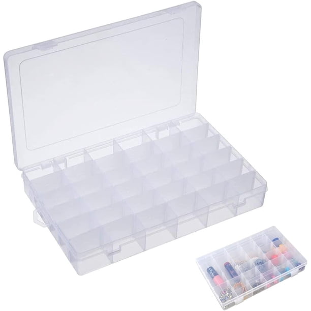 Caja de almacenamiento de 36 compartimentos, de plástico desmontable, creativa, multifuncional, para joyería, pequeña, con celosía, para bricolaje, con tornillo de escritorio, transparente, para