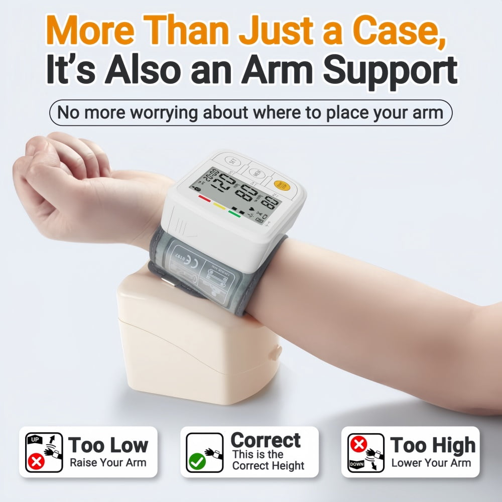 Automatic Wrist Blood Pressure Monitor, Large LCD Display with Adjustable Cuff, Portable BP Machine for Home & Travel Use