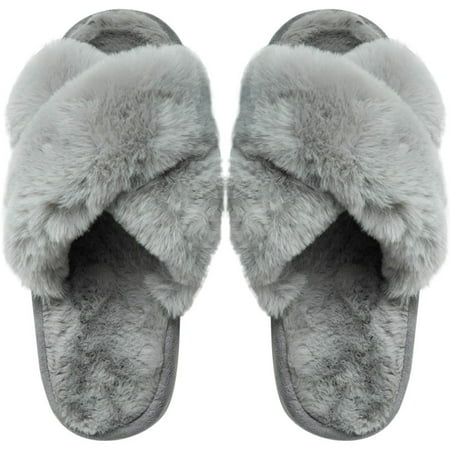 

huanledash Winter Cute Girl Faux Rabbit Plush Home Thick Bottom Soft Non-slip Slippers