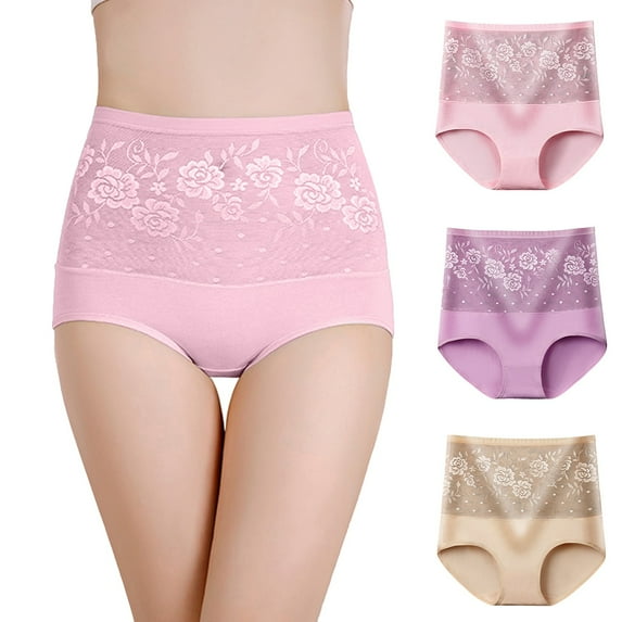 ZRBYWB Women's Underwear 3-Pack Mixed Color Women's Cotton High Waist Underwear Panties For Women