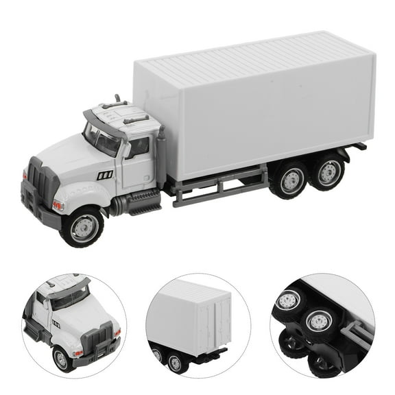 LOLIPPYY Realistic White Alloy Semi Truck Model with Container Carrier, Portable for Home Display