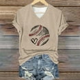 thumbnail image 6 of Clearance! Hassda V Neck T Shirts for Women Women's Baseball Festival Solid Color Baseball Printed V Neck Short Sleeved Top Womens Graphic T Shirts T Shirts for Women Loose Fit Khaki S-2XL, 6 of 6