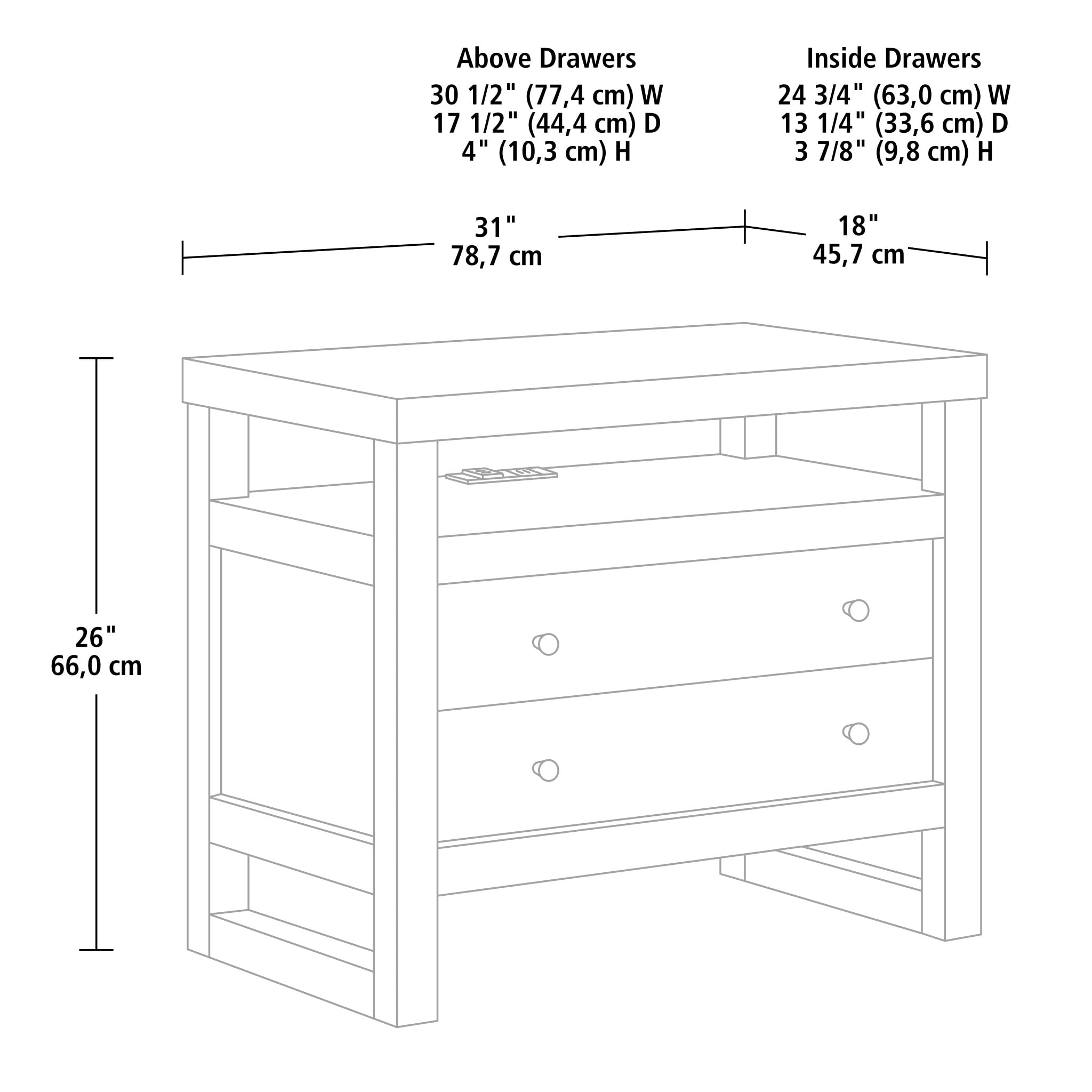 (2 pack) Better Homes & Gardens Ezra 2-Drawer Nightstand, Rich Black Finish