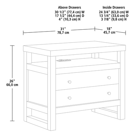 BETTER HOMES & GARDENS EZRA 2-DRAWER NIGHTSTAND WITH USB, WALNUT FINISH