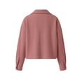 thumbnail image 4 of Zpanxa Fleece Jacket Women Corduroy Cropped Button Down Shacket Jacket Long Sleeve Solid Color Casual Lightweight Fall Outerwear with Pockets, 4 of 8