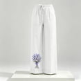 thumbnail image 7 of Cagogo Women's Floral Wide Leg High Waisted Trousers with Pockets Casual Vacation Ankle Pants Loose Elastic Waist Palazzo Summer Beach Travel Trousers, White S, 7 of 7