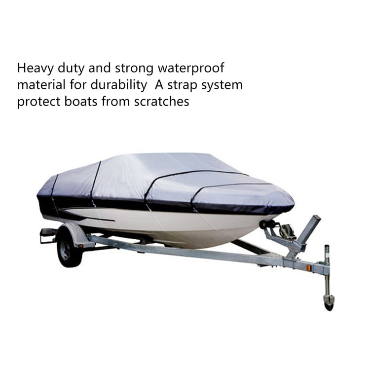 600D 17-19Ft Waterproof Heavy Duty Fabric Trailerable V shape Boat Cover Gray W& 