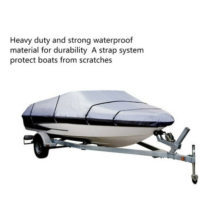 GRAY HEAVY DUTY WATERPROOF MOORING BOAT COVER FITS LENGTH 16' 17' 18.5' SUPERIOR TRAILERABLE BOAT COVERS 600 DENIER V-HULL FISHING SKI BOAT OUTBOARD BOAT (Best 17 Foot Fishing Boat)