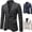 Black, variant on Big & Tall Men's Checkered Plaid Blazer Dress Sport Coat, One Button Notch Lapel Tailored Fit Suit Jacket, Wrinkle Free Business Casual for Work Office, Black, XXXXL