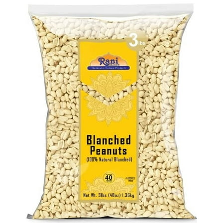 Rani Peanuts Skinless (Blanched, Uncooked) 48oz (3lbs) 1.36kg Bulk ~ All Natural | Vegan | Kosher | Gluten Friendly | Fresh Product of USA ~ Spanish Grade Groundnuts