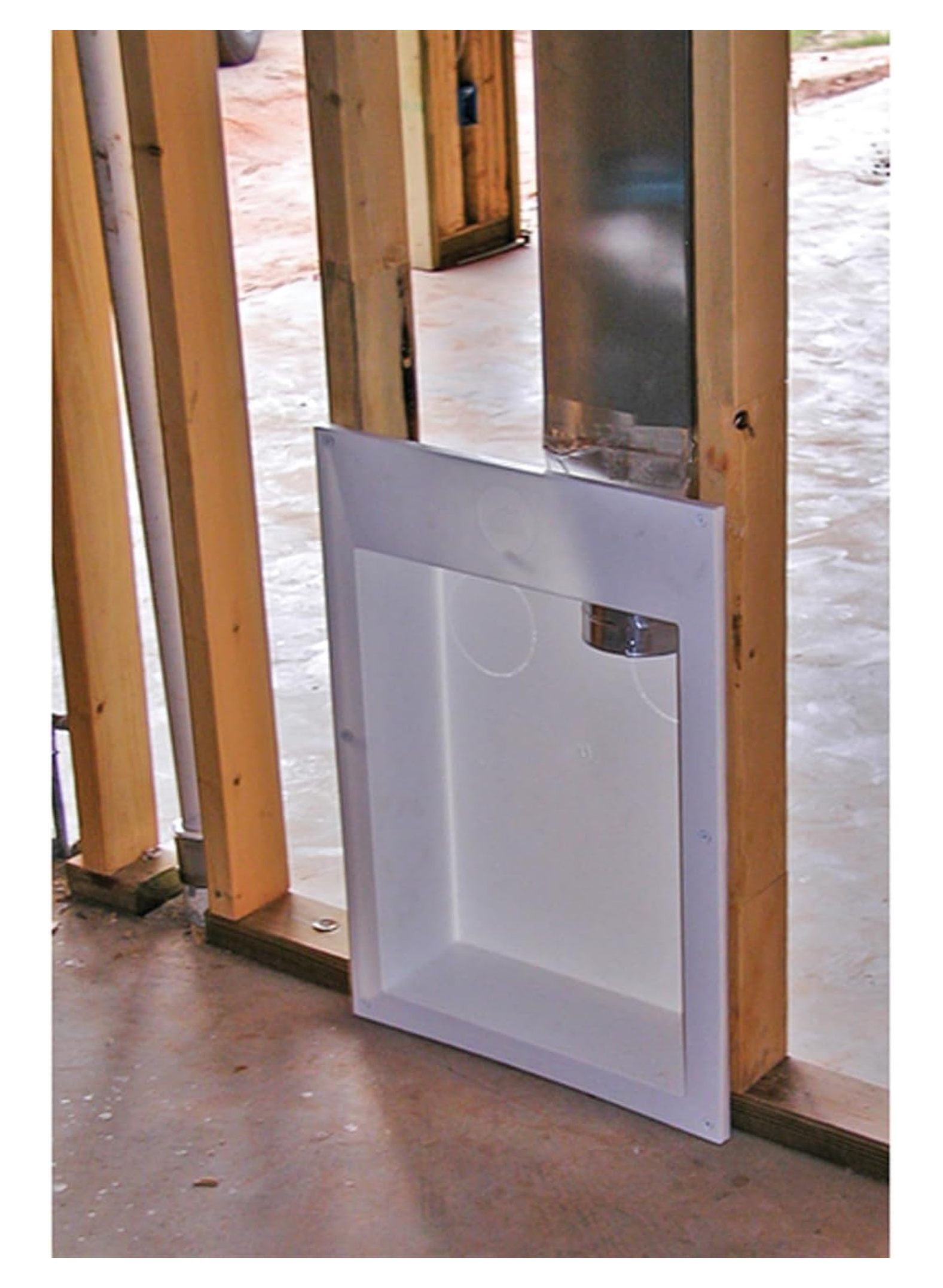 Saf-T-Duct Dryer Outlet Box - White, 4 Inch Round Vent, Wall Recessed Kit for Dryer Venting - Fits 16" Centers, UL 94HB Flammability Rated
